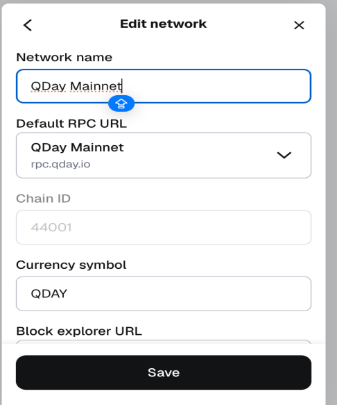 Add QDay Mainnet to MetaMask