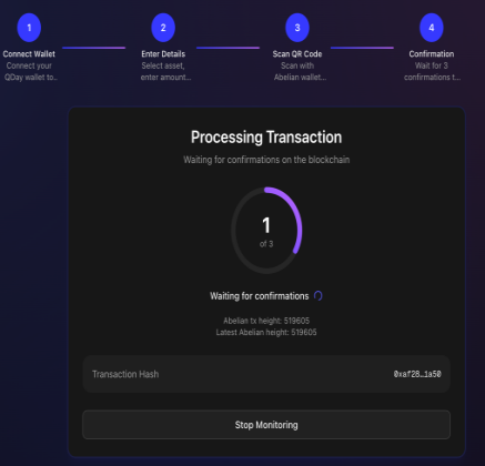 Scan QR code with Abelian Pro wallet