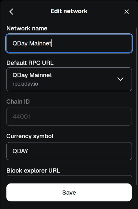 Manually Add QDAY Network