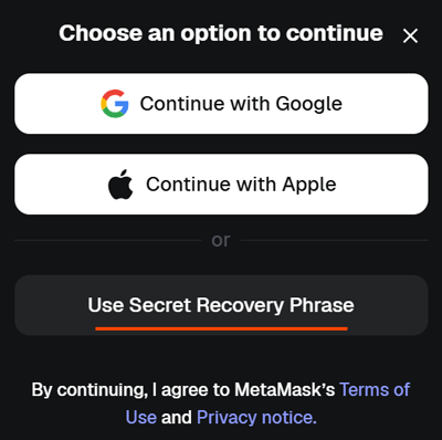 選擇使用助記詞
