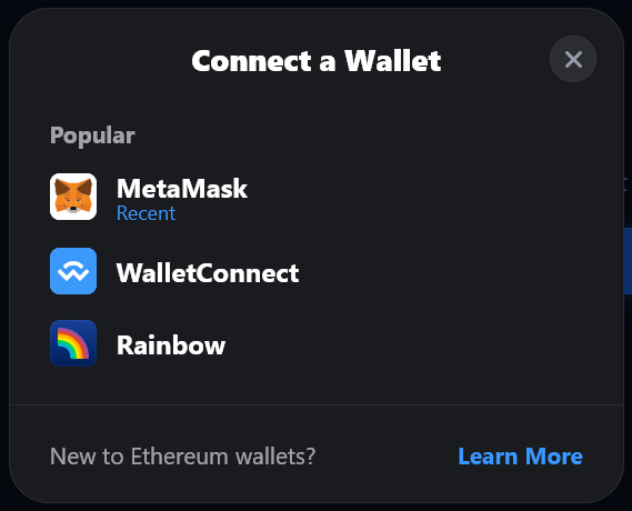 Connect wallet options