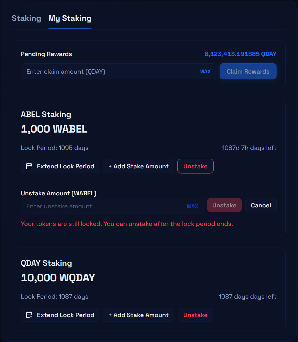 My Staking details